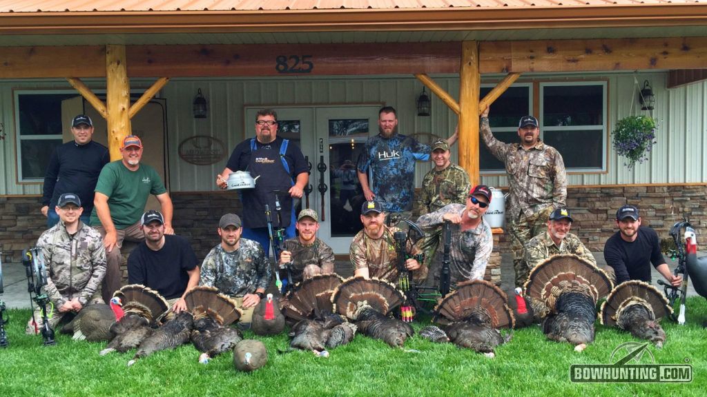 Some of the crew with birds at Midwest Whitetail Adventures.